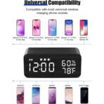 Wooden Digital Alarm Clock with Humidity Display - Image 3